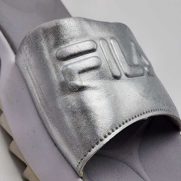 Fila Y2K RARE Creeper Waterproof Silver Slide Sandals Size 7 - Picture 9 of 10